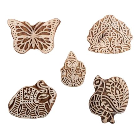 Set of 5 Piece New Mix Wooden Printing Block